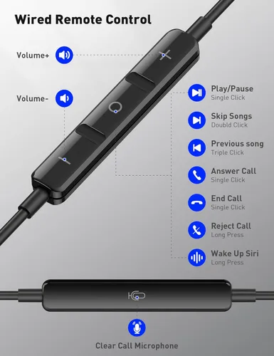 Vista 7 de iMangoo Diseño para auriculares con cable certificados MFi de Apple para audífonos Lightning, auriculares de alambre magnético con cable
