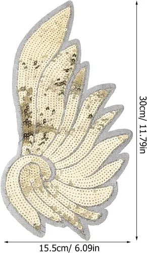 Vista 2 de OUNONA Gold Sequin Embroidered Angel Wing Patches, Large Decorative Applique for Jackets and Clothing, Garment Sewing Accessory for Women’s Costume