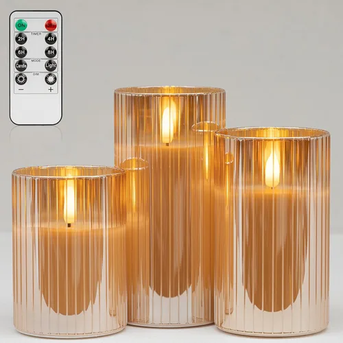 Vista 28 de ANGELLOONG Velas sin llama con control remoto para decoración de mesa, velas falsas parpadeantes que funcionan con pilas, velas de batería