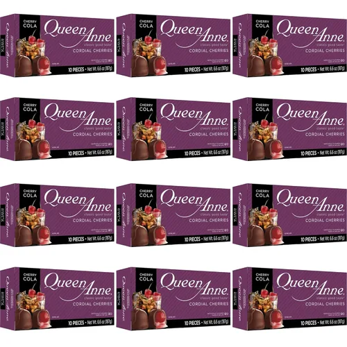 Vista 10 de Queen Anne Cerezas cordiales cubiertas de chocolate Cherry Cola 6.6 onzas Caja de regalo de 10 piezas Centro líquido relleno cremoso de cereza