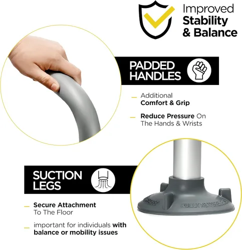Vista 5 de Medical king Riel de seguridad para inodoro - Marco de seguridad para inodoro ajustable y desmontable con asas, rieles de seguridad para inodoro