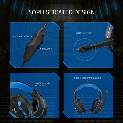 Vista 5 de Gaming Headset with Mic for PS4, PS5, Xbox, PC, Switch, Controllable Volume Gaming Headphones with Soft Earmuffs for Mobile Phone, iPad, and