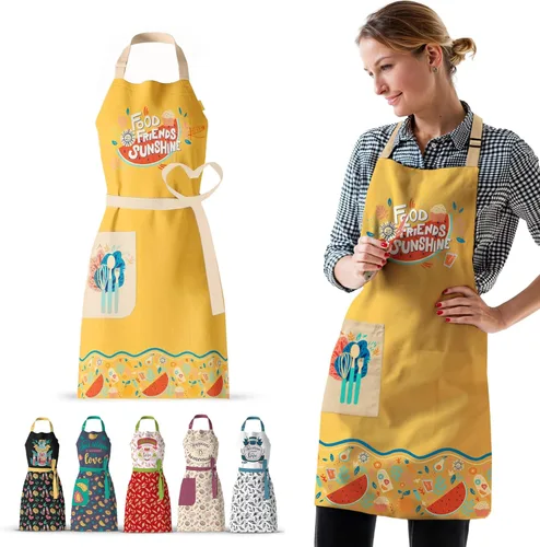 Vista 15 de Waterproof Apron for Adults – Adjustable Fit with Deep Pockets, Stylish Cooking & Baking Apron for Women & Men