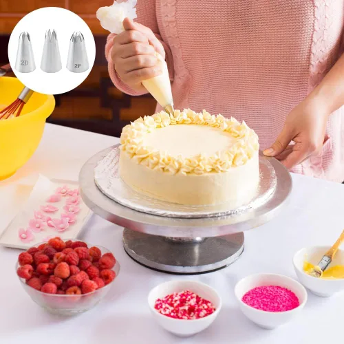 Vista 7 de Juego de 9 puntas de glaseado para decoración de pasteles, suministros de decoración de pasteles, puntas de tuberías de 1M, 2F, 2D, puntas