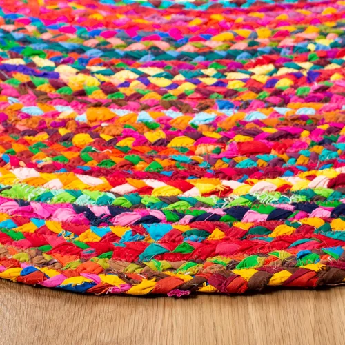 Vista 6 de SAFAVIEH Alfombra trenzada de la colección – 4 x 6 pies, ovalada, color rojo y multicolor, tejido de algodón hecho a mano, estilo bohemio