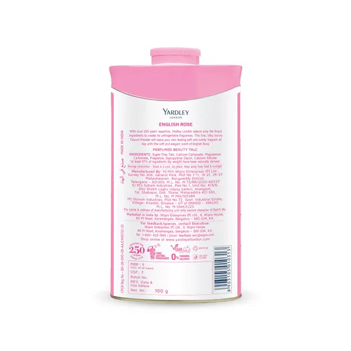 Vista 2 de Yardley London Rosa Inglesa Perfumado Talco Desodorante Polvo de Talco 100gm