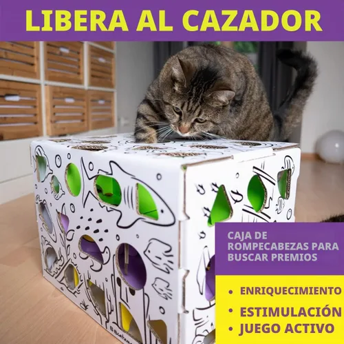 Vista 3 de Cat Amazing MEGA - Caja de rompecabezas para gatos - Laberinto interactivo de alimentos - Alimentador de rompecabezas para gatos - Caja de golosinas