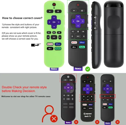 Vista 3 de Pinowu - Funda para control remoto (brilla en la oscuridad) compatible con el mando a distancia por voz Roku, funda de silicona antideslizante