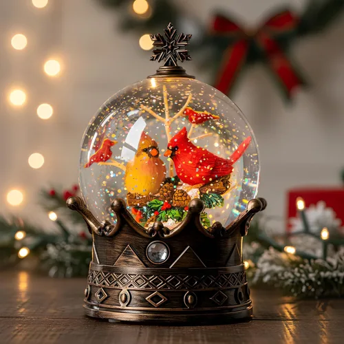 Vista 17 de Linterna de Globo de Nieve de Navidad con Agua Brillante, Árbol de Navidad con Música, USB Conectado/Funciona con Pilas, Linterna Iluminada