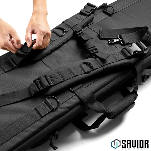 Vista 5 de Savior Equipment American Classic - Bolsa táctica doble para armas largas, estuche de transporte para pistola con correa de mochila, compartimento