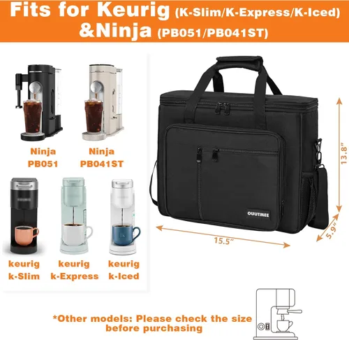 Vista 2 de Bolsa de transporte OUUTMEE para cafetera compatible con Keurig K-Slim/K-Express/K-Iced/Ninja PB051/PB041ST, bolsa de almacenamiento portátil