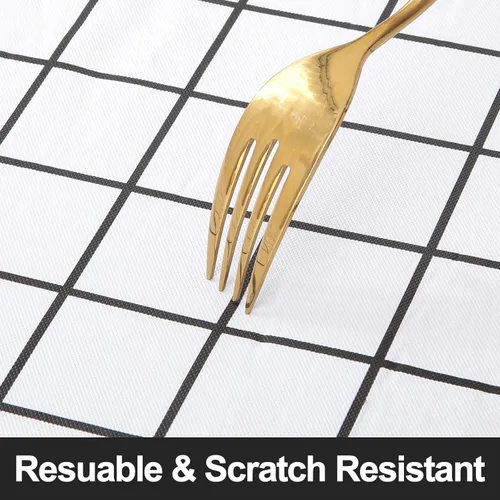 Vista 196 de Mantel rectangular, manteles de plástico elásticos ajustables con parte trasera de franela para mesas de 4 pies, manteles de vinilo impermeables