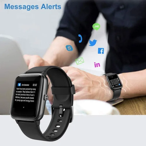 Vista 3 de Reloj inteligente para iPhone/Android, rastreador de actividad física con IP68 impermeable para hombres y mujeres, reloj inteligente con pantalla a