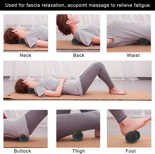 Vista 3 de SELEWARE Bola de masaje de maní, bola de masaje de lacrosse doble de maní para espalda, cuello, hombros, columna vertebral, piernas, caderas, bola