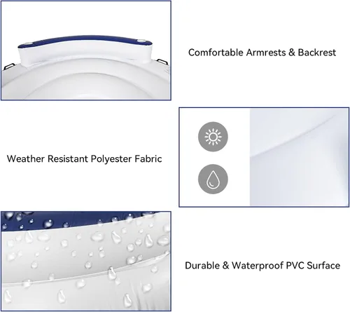 Vista 3 de YUSING Inflatable Pool Floats, 2-3 Person Giant Pool Float Lounger with Cup Holder for Adults & Kids, Floating Island for Indoor & Outdoor