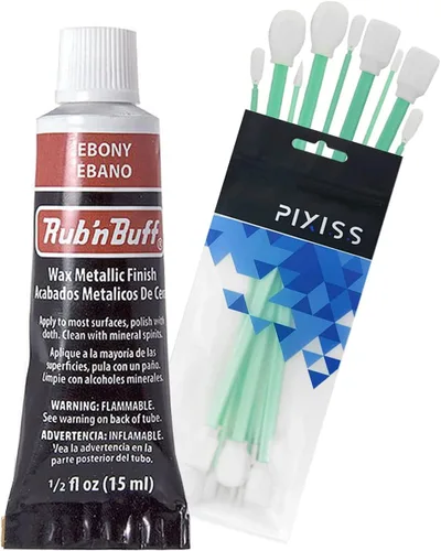 Vista 10 de Rub n Buff Wax Metallic Antique Gold, acabado Rub and Buff, 0.5 onzas líquidas, herramientas de mezcla y aplicación Pixiss para aplicar pintura
