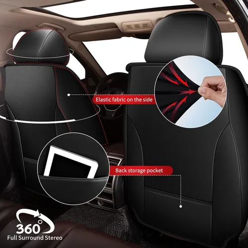 Vista 3 de TTX LIGHTING Fundas de asiento de automóvil para Hyundai Kona 2018-2026, juego completo de protectores de cuero transpirable impermeables de 5