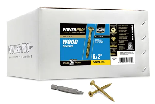 Power Pro Tornillos de madera para exteriores de alta calidad, tornillos de cubierta multiusos #8 x 2 pulgadas para proyectos al aire libre, broca