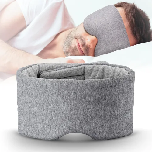 Vista 8 de Antifaz de dormir de algodón para mujeres y hombres, 100% bloqueo de luz, antifaz para dormir para dormir de lado, suave, presión cero