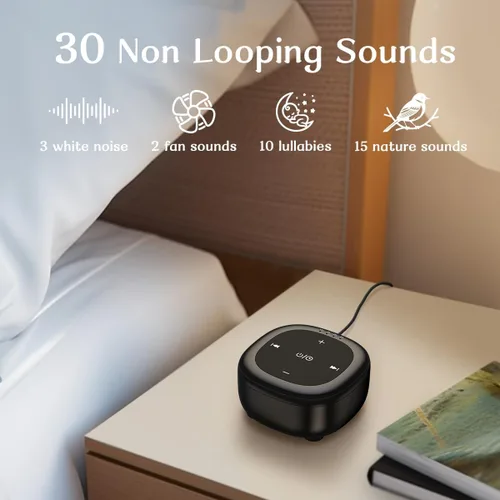 Vista 2 de Máquina de sonido de ruido blanco con 30 sonidos relajantes, 36 máquinas de sonido de ruido marrón de volumen ajustable para dormir, oficina