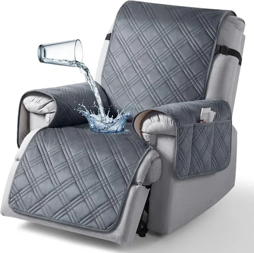 Vista 30 de TAOCOCO Funda para silla reclinable 100% impermeable que se mantiene en su lugar, fundas reclinables para sillas reclinables pequeñas con bolsillo