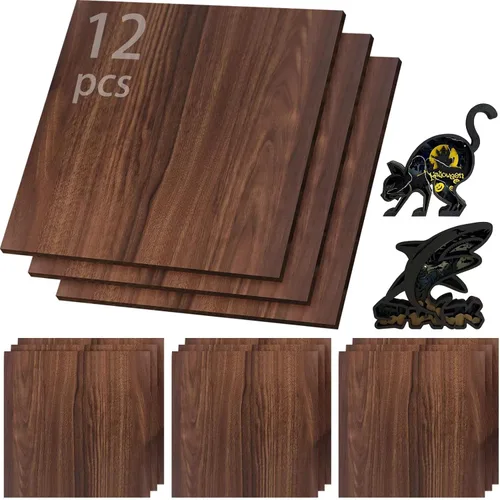 Vista 33 de 48 piezas de madera contrachapada de abedul báltico, 12 x 12 x 1/8 pulgadas, 0.118 pulgadas de grosor, madera sin terminar para manualidades, corte