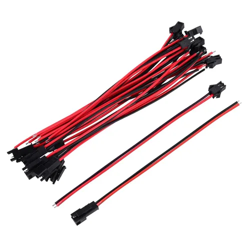 Vista 6 de Adaptador de conector macho y hembra de 22 AWG de 2 pines con cable eléctrico de 5.315 in para luz LED, 20 pares