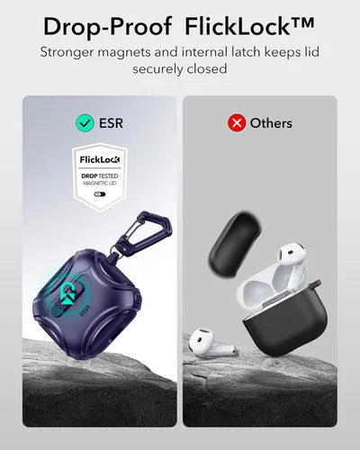 Vista 5 de ESR Funda para AirPods 4, Compatible con Funda de AirPods de 4ta Generación (2024) (USB-C), Compatible con MagSafe, Bloqueo a Prueba de Caídas