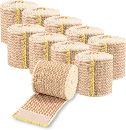 Vista 7 de Vakly Vendaje elástico de 2 pulgadas x 5 yardas (paquete de 10) – Rollos de vendaje de compresión autoadhesivos para apoyo atlético, envoltura