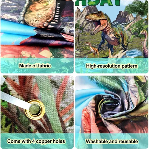 Vista 4 de Decoración de cumpleaños de dinosaurio, pancarta de feliz cumpleaños de dinosaurio, suministros de fiesta temática de dinosaurios para niños, 6 x