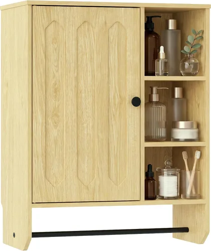 Vista 9 de Bathroom Wall Storage Cabinet, Medicine Cabinet with Towel Bar & Adjustable Shelves, Extra Deep 9.25" Over The Toilet Storage for Laundry Room &