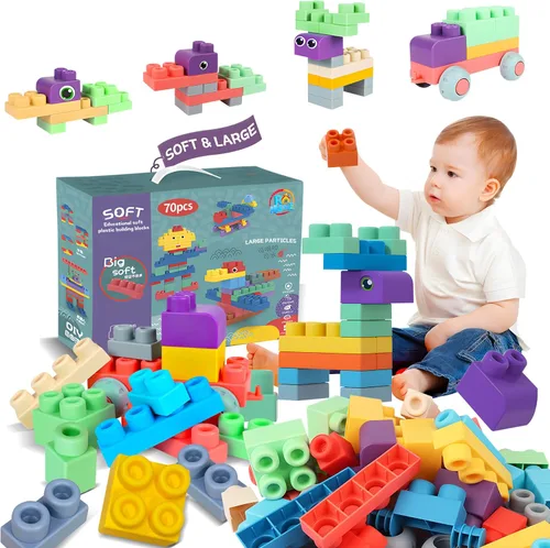 Vista 20 de Bloques de construcción suaves para niños pequeños, bloques de construcción grandes apilables para bebés de 6 meses en adelante, regalos Stem