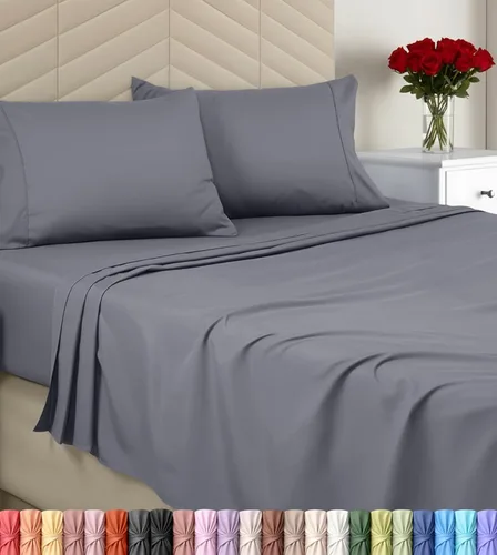 Vista 6 de Utopia Bedding - Juego de sábanas, tamaño individual, microfibra cepillada, suaves, esquinas profundas, incluye 1 encimera, 1 bajera y 1 funda (gris)
