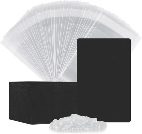 Vista 10 de Tarjetas para Aretes, Juego de Suministros para Fabricación de Joyas con 100 Piezas de Tarjetas Porta-Aretes, 200 Piezas de Respaldos para Aretes