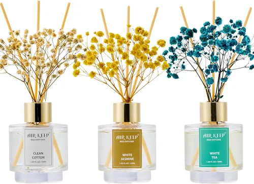 Vista 12 de Airkeep Juego de 3 Difusores de Varillas, Bosque Negro Eucalipto Musgo Cítricos Difusores de Varillas de Aceite para Dormitorio Sala de Estar