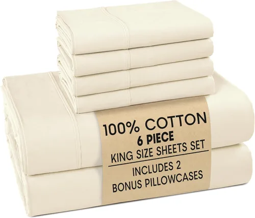 Vista 134 de Casa Platino Juego de sábanas Twin – Sábanas Twin 100% algodón con 2 fundas de almohada, sensación ligera y ajuste seguro, tejido percal crujiente