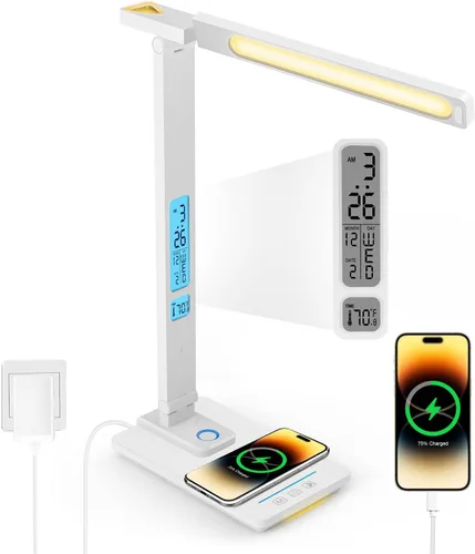 Vista 10 de LAOPAO Lámpara de escritorio con puerto de carga USB: Regleta de enchufes con protección contra sobretensiones - 1 Tipo C, 1 puerto de carga USB-A