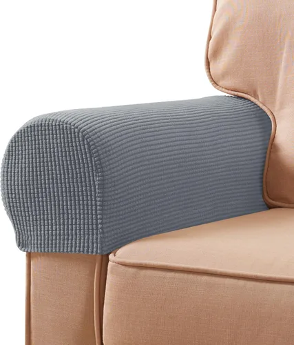 Vista 17 de SUBRTEX Juego de 2 fundas elásticas para brazos de sofá, fundas a cuadros para brazos de sofá, fundas antideslizantes para reposabrazos