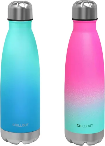 Vista 29 de CHILLOUT LIFE Botella de agua de acero inoxidable para la escuela de niños: 12 oz con aislamiento de doble pared en forma de botella de cola