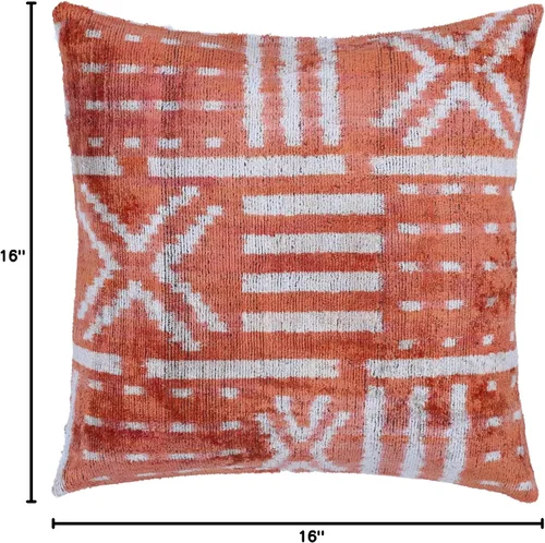 Vista 10 de CANVELLO Almohada decorativa hecha a mano con relleno de almohada, diseño geométrico, color cobre, funda de cojín de seda de terciopelo suave