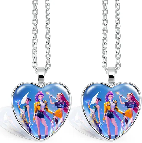 2 collares con forma de corazón de Corea, mercancía de joyería para fanáticos del grupo, accesorio de regalo para amantes del cine, cadena de suéter