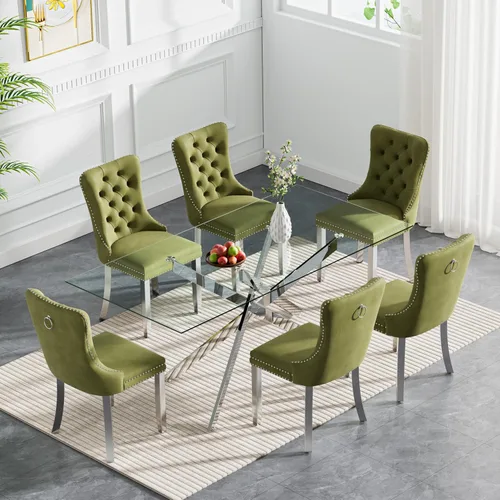 Vista 37 de Juego de mesa de comedor de cristal plateado moderno de 47 pulgadas para 2, juego de mesa de comedor de cocina redonda de 3 piezas con patas