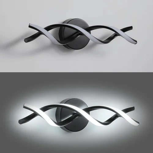 Vista 3 de Moderna iluminación LED negra para tocador, lámpara de baño sobre espejo, 18 pulgadas, 6000 K blanco frío