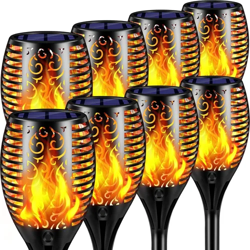 Vista 12 de TomCare Luces solares para exteriores, luces solares de llama parpadeante, impermeables, iluminación al aire libre, luces de camino, decoraciones