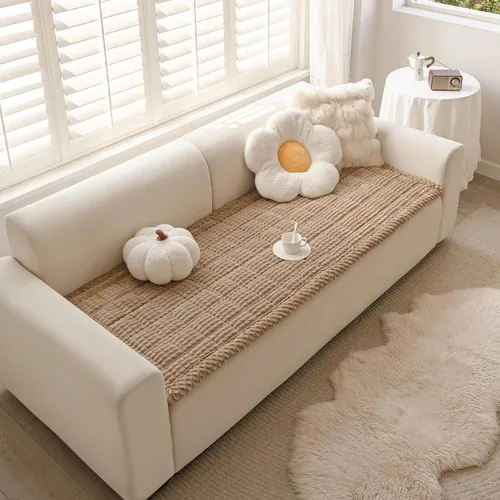 Vista 2 de Funda para sofá de 3 plazas, lavable para perros, apta para mascotas, funda antideslizante (marrón, 27.6 x 59.1 pulgadas)