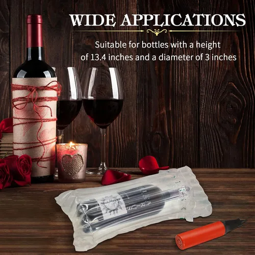 Vista 7 de Outus 100 piezas de protector de viaje para botellas de vino, bolsas de viaje inflables reutilizables para vino, bolsas de cojín de columna de aire