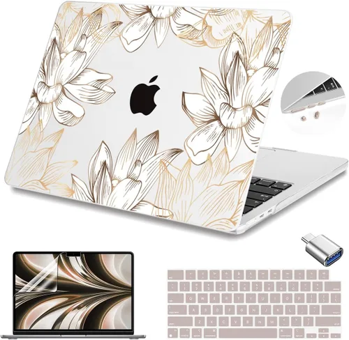 Vista 30 de Teryeefi Funda rígida para MacBook Air M3, M2, M4, MacBook Air de 13 pulgadas 2025, 2024, 2023, 2022, versión A3240, A3113, A2681, carcasa rígida