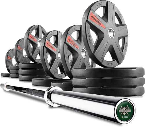 Vista 9 de XMark Lumberjack Barra olímpica de 7 pies, compra solo o compra con XMark Texas Star conjunto de discos de pesas olímpicas