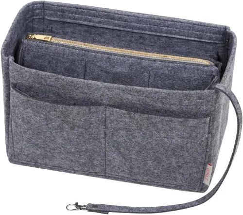 ZTUJO Purse Organizer Insert, Felt Bag Organizer with Metal Zipper, Handbag & Tote Shaper, For Speedy Neverfull Tote, 7 Sizes