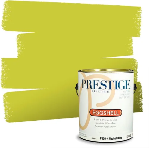 Vista 241 de PRESTIGE Pinturas de pintura exterior e imprimación en uno, 1 galón, plano, combinación comparable de Benjamin Moore* Manzanilla*